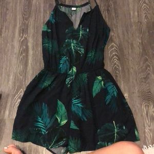 Summer leaf printed romper